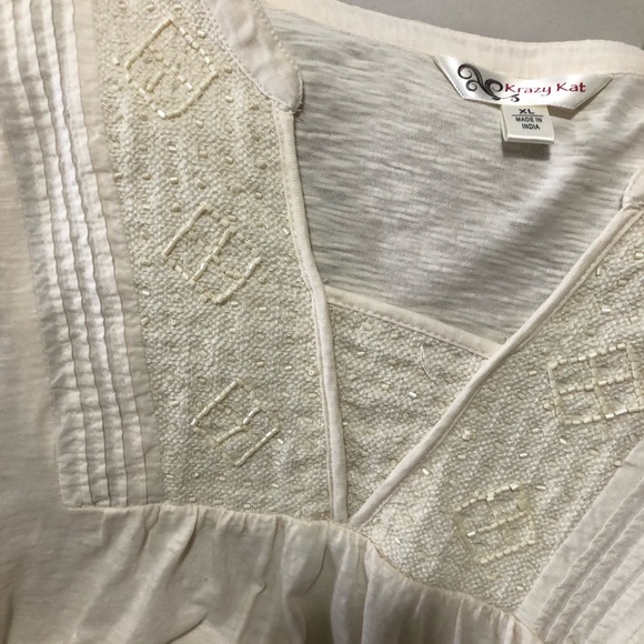 Krazy Kay white sequence woman’s size XL 100 % bohemian and lace. - Picture 6 of 7